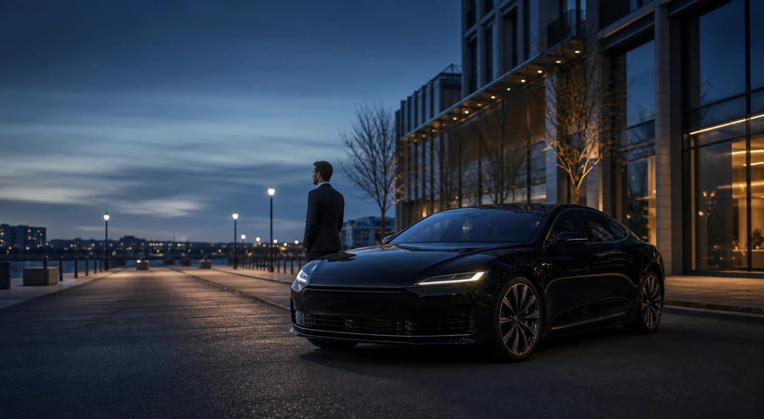 Berline avec chauffeur professionnel en ville